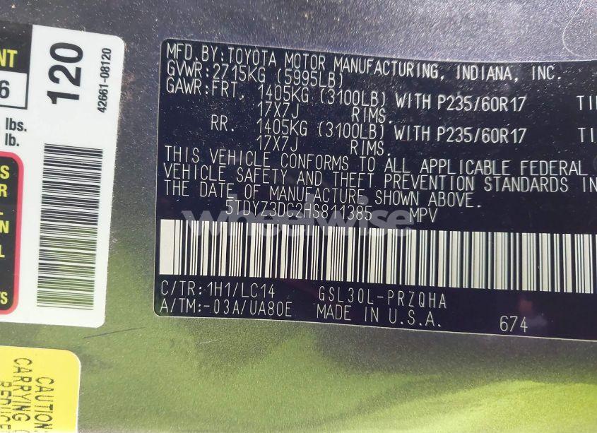 Photo 9 of 2017 Toyota Sienna XLE/LIMITED (VIN 5TDYZ3DC2HS811385)