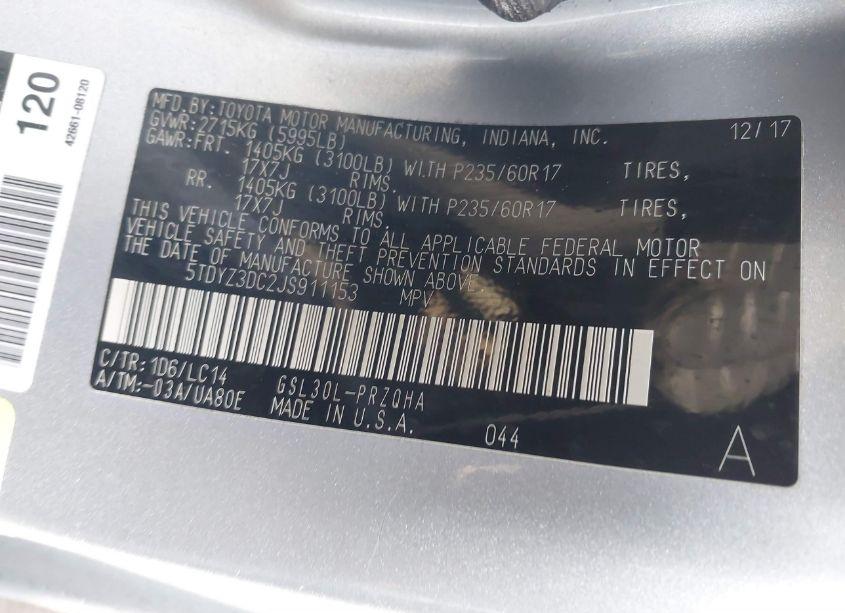 Photo 9 of 2018 Toyota Sienna XLE 8 PASSENGER (VIN 5TDYZ3DC2JS911153)