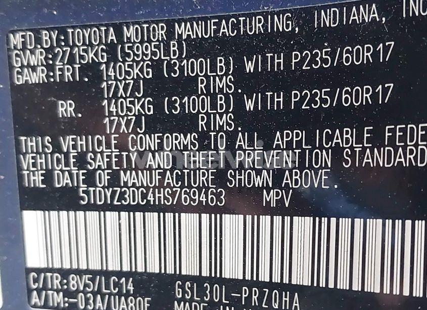 Photo 9 of 2017 Toyota Sienna XLE 8 PASSENGER (VIN 5TDYZ3DC4HS769463)