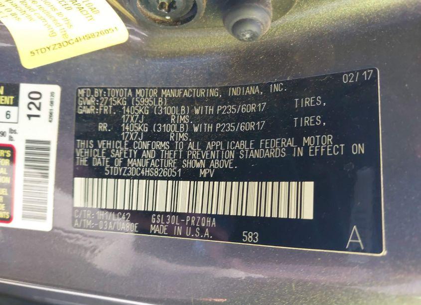 Photo 9 of 2017 Toyota Sienna XLE/LIMITED (VIN 5TDYZ3DC4HS826051)