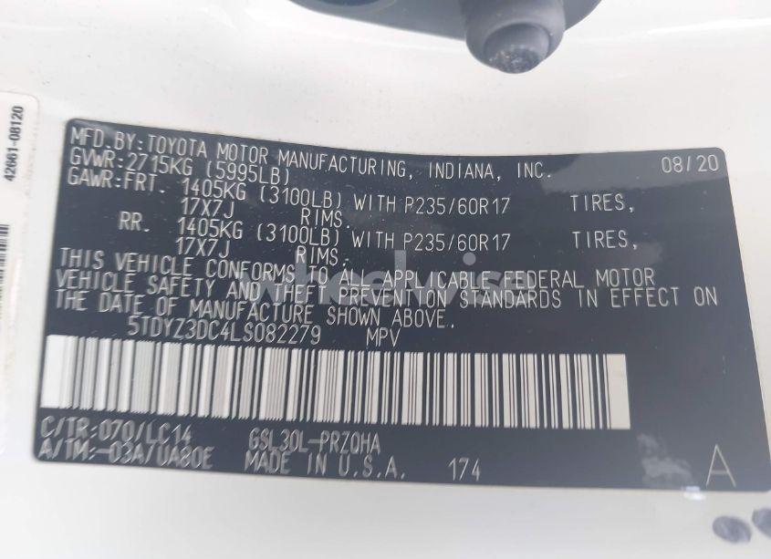 Photo 9 of 2020 Toyota Sienna XLE (VIN 5TDYZ3DC4LS082279)