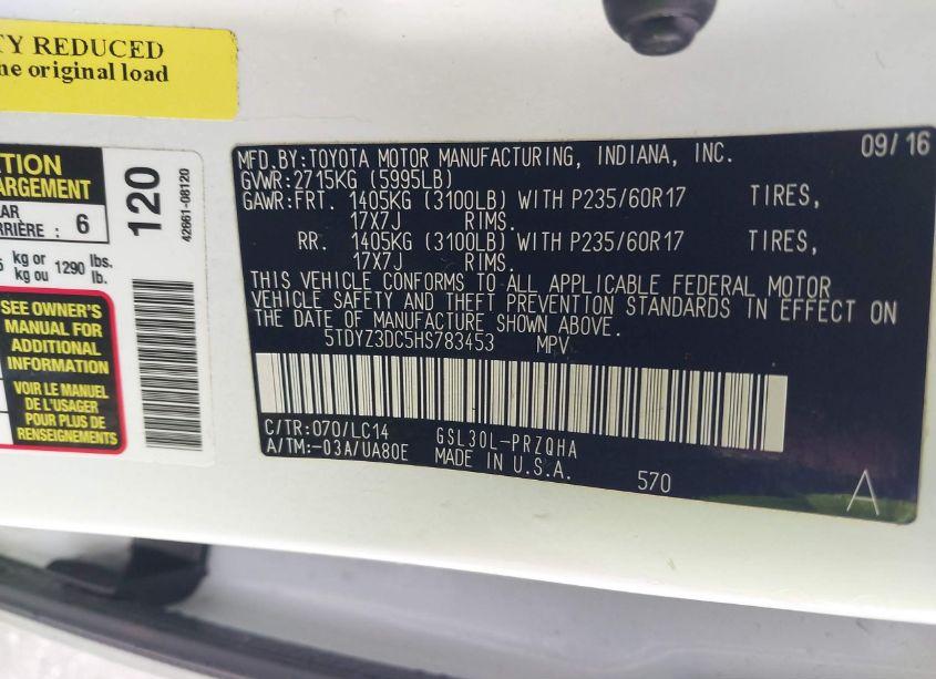 Photo 9 of 2017 Toyota Sienna XLE 8 PASSENGER (VIN 5TDYZ3DC5HS783453)