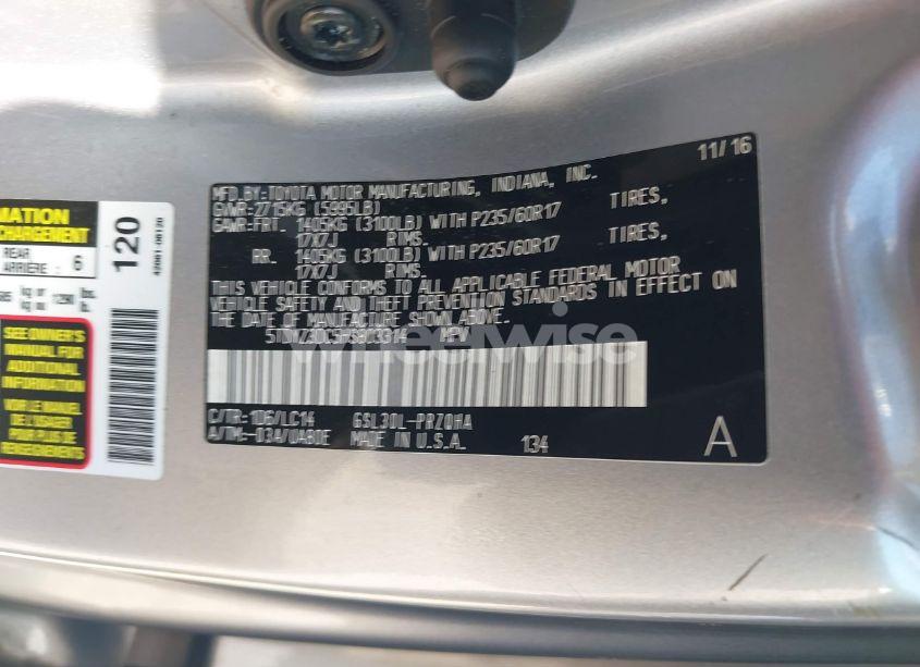 Photo 9 of 2017 Toyota Sienna XLE 8 PASSENGER (VIN 5TDYZ3DC5HS803314)