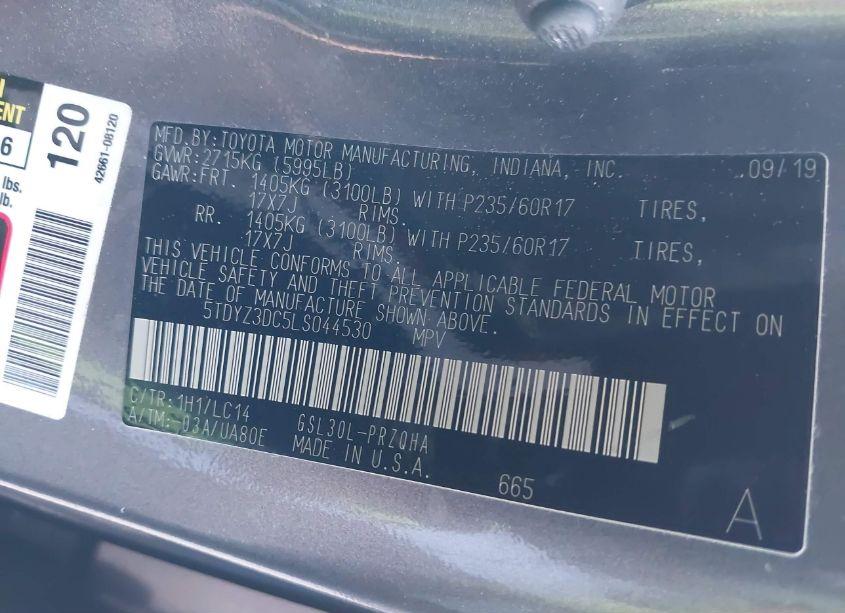 Photo 9 of 2020 Toyota Sienna XLE (VIN 5TDYZ3DC5LS044530)