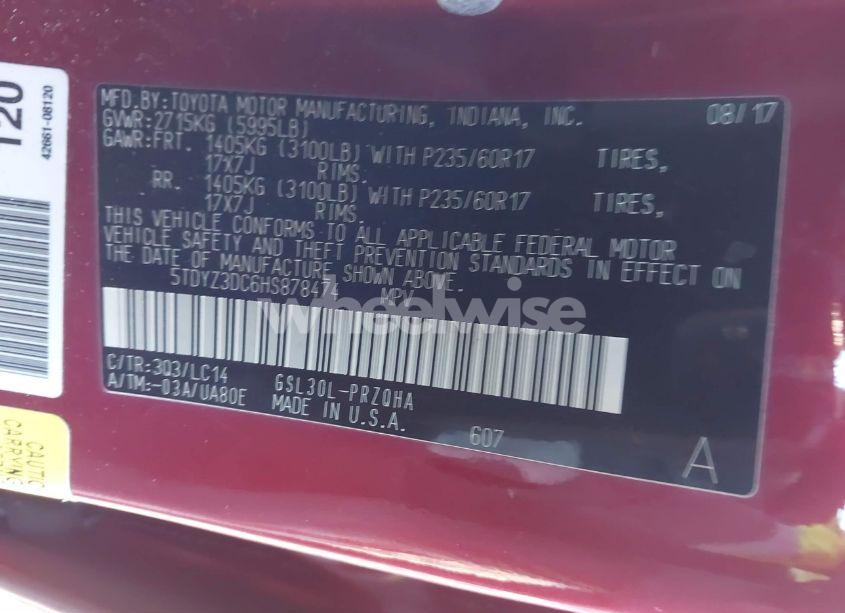 Photo 9 of 2017 Toyota Sienna XLE 8 PASSENGER (VIN 5TDYZ3DC6HS878474)