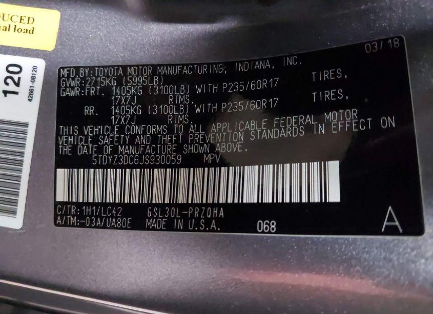 Photo 9 of 2018 Toyota Sienna XLE/XLE PREMIUM/LIMITED/LIMITED PREMIUM (VIN 5TDYZ3DC6JS930059)