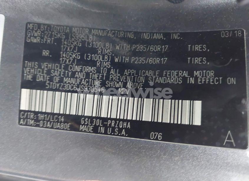 Photo 9 of 2018 Toyota Sienna LIMITED 7 PASSENGER/LIMITED PREMIUM 7 PASSENGER/XLE 7 PASSENGER/XLE 8 PASSENGER (VIN 5TDYZ3DC6JS930546)