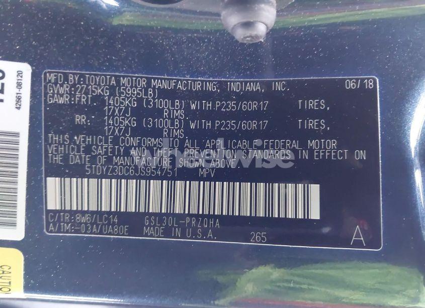 Photo 9 of 2018 Toyota Sienna LIMITED 7 PASSENGER/LIMITED PREMIUM 7 PASSENGER/XLE 7 PASSENGER/XLE 8 PASSENGER (VIN 5TDYZ3DC6JS954751)