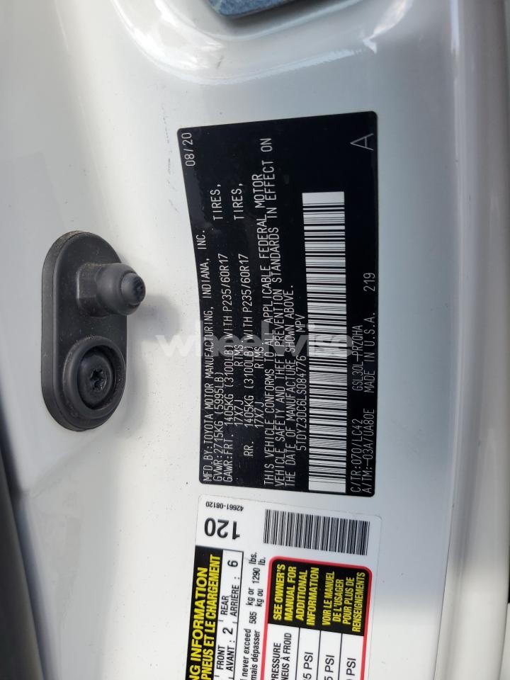 Photo 12 of 2020 TOYOTA SIENNA XLE (VIN 5TDYZ3DC6LS084776)