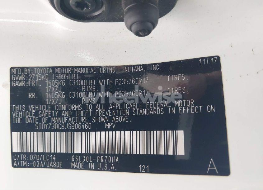 Photo 9 of 2018 Toyota Sienna XLE 8 PASSENGER (VIN 5TDYZ3DC8JS906460)