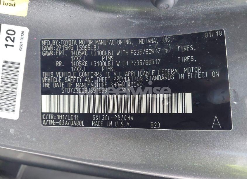 Photo 9 of 2018 Toyota Sienna XLE 8 PASSENGER (VIN 5TDYZ3DC8JS916681)