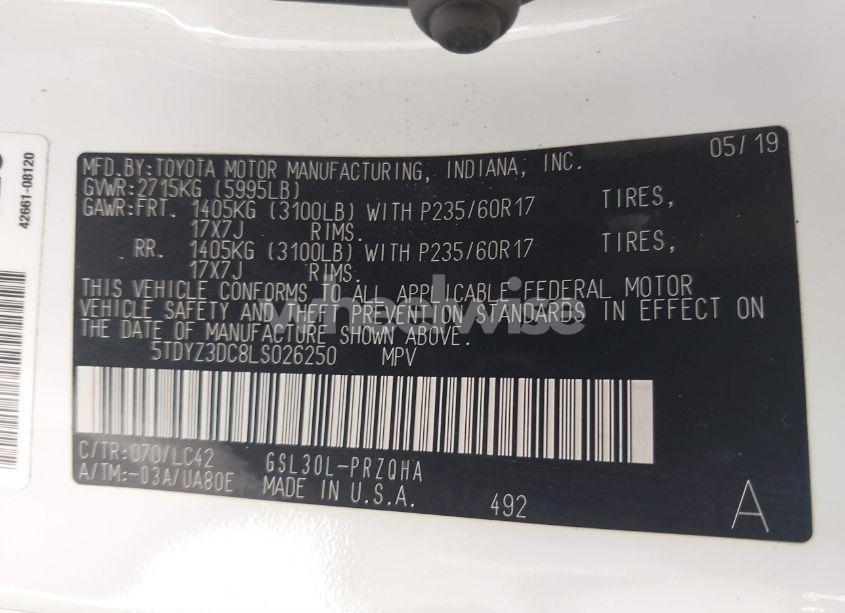 Photo 9 of 2020 Toyota Sienna XLE (VIN 5TDYZ3DC8LS026250)