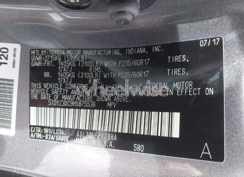 Photo 9 of 2017 Toyota Sienna XLE/LIMITED (VIN 5TDYZ3DC9HS875536)