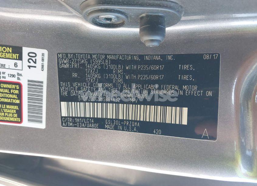 Photo 9 of 2017 Toyota Sienna XLE 8 PASSENGER (VIN 5TDYZ3DC9HS884432)