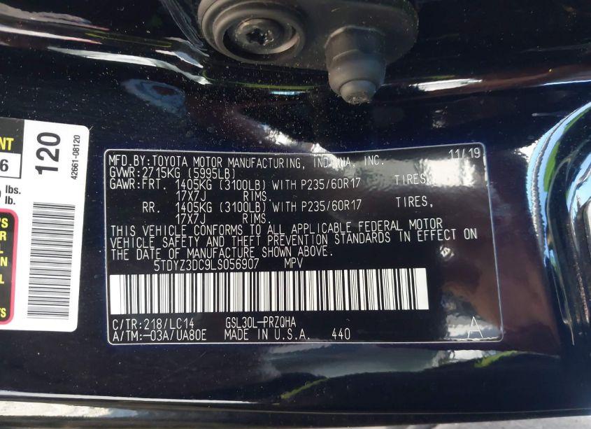 Photo 9 of 2020 Toyota Sienna XLE (VIN 5TDYZ3DC9LS056907)