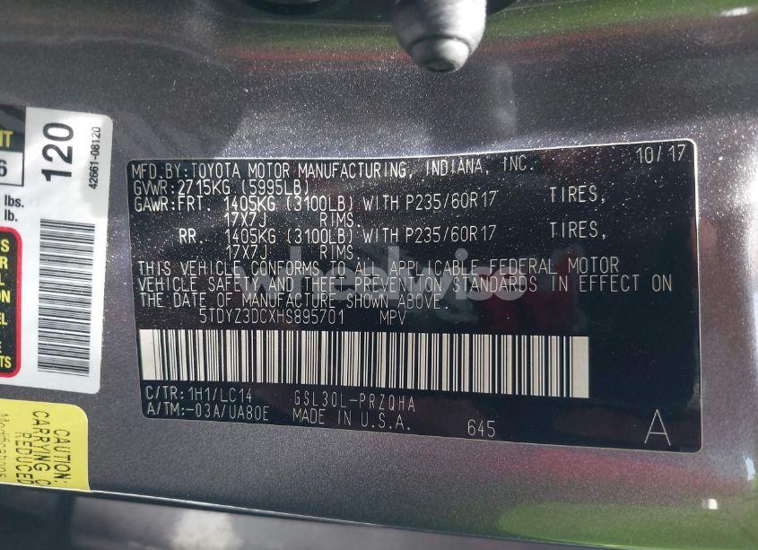 Photo 9 of 2017 Toyota Sienna XLE 8 PASSENGER (VIN 5TDYZ3DCXHS895701)
