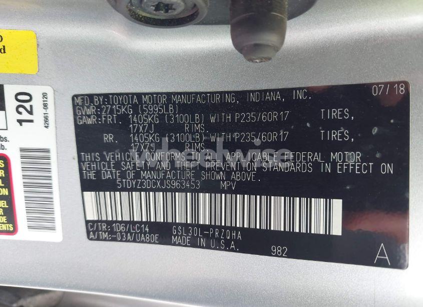 Photo 9 of 2018 Toyota Sienna XLE 8 PASSENGER (VIN 5TDYZ3DCXJS963453)