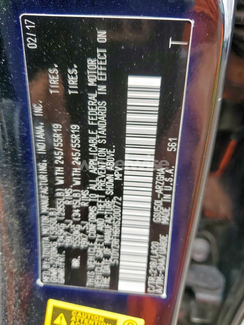 Photo 14 of 2017 TOYOTA HIGHLANDER LIMITED (VIN 5TDYZRFH6HS200772)