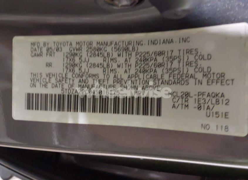 Photo 9 of 2004 Toyota Sienna XLE (VIN 5TDZA22C04S016175)