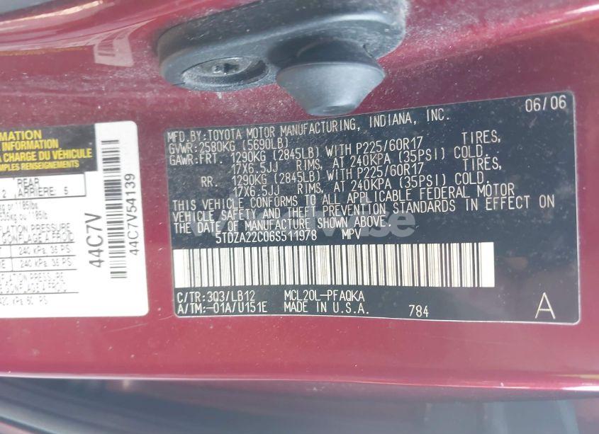 Photo 9 of 2006 Toyota Sienna XLE/XLE LIMITED (VIN 5TDZA22C06S511978)