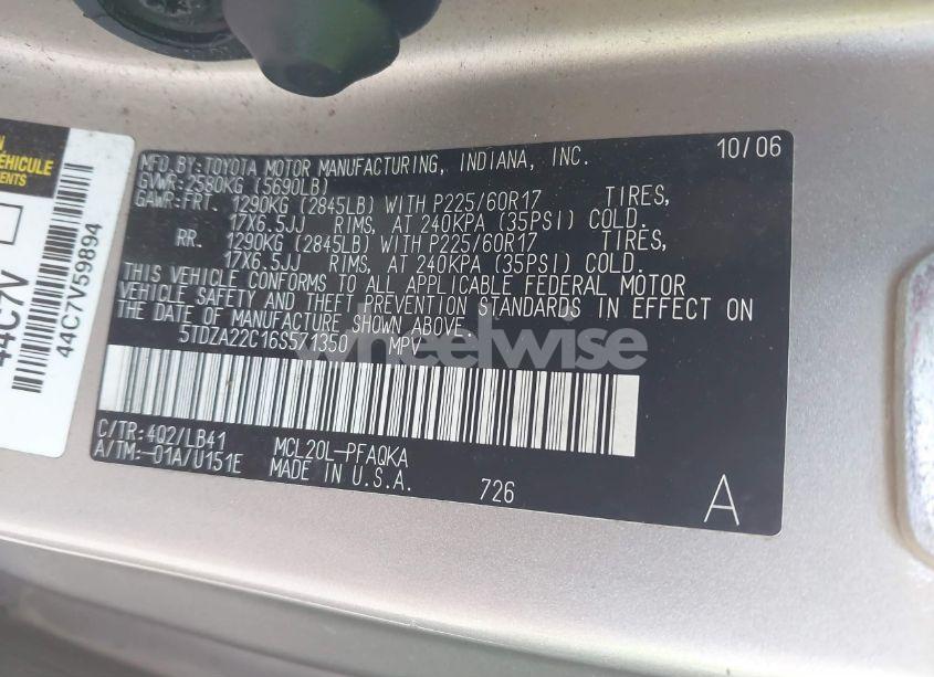 Photo 9 of 2006 Toyota Sienna XLE LIMITED (VIN 5TDZA22C16S571350)