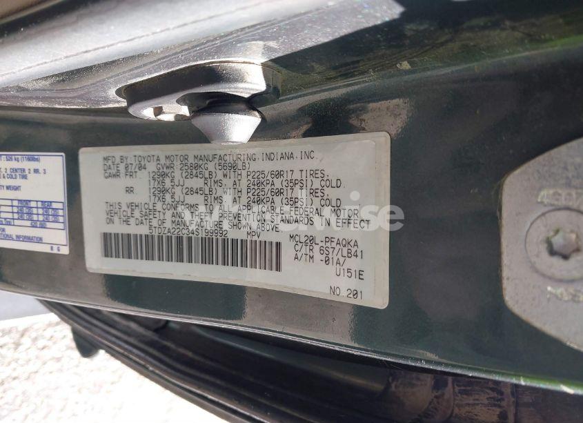 Photo 9 of 2004 Toyota Sienna XLE LIMITED (VIN 5TDZA22C34S199992)