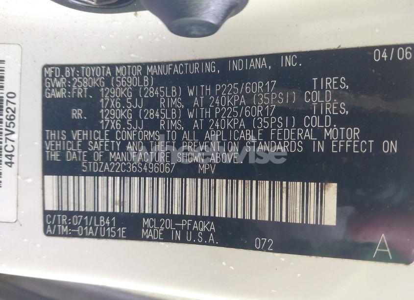 Photo 9 of 2006 Toyota Sienna XLE LIMITED (VIN 5TDZA22C36S496067)