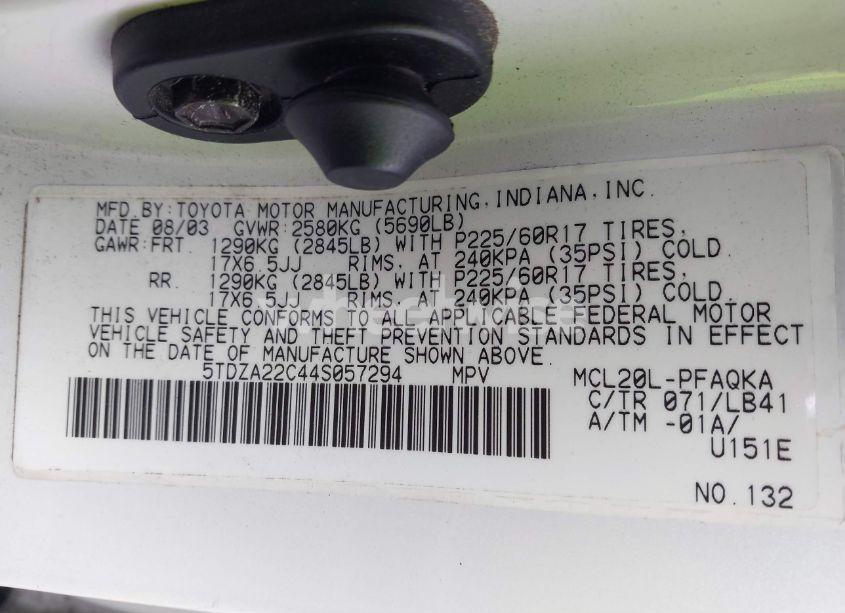 Photo 9 of 2004 Toyota Sienna XLE LIMITED (VIN 5TDZA22C44S057294)