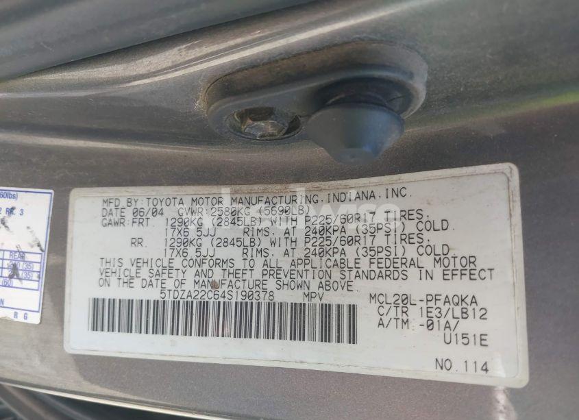 Photo 9 of 2004 Toyota Sienna XLE LTD (VIN 5TDZA22C64S190378)