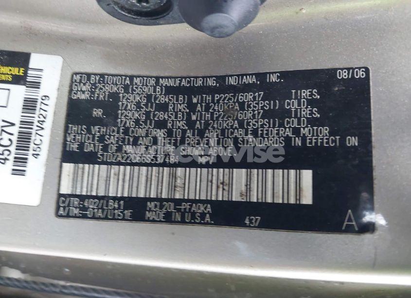 Photo 9 of 2006 Toyota Sienna XLE/XLE LIMITED (VIN 5TDZA22C66S537484)