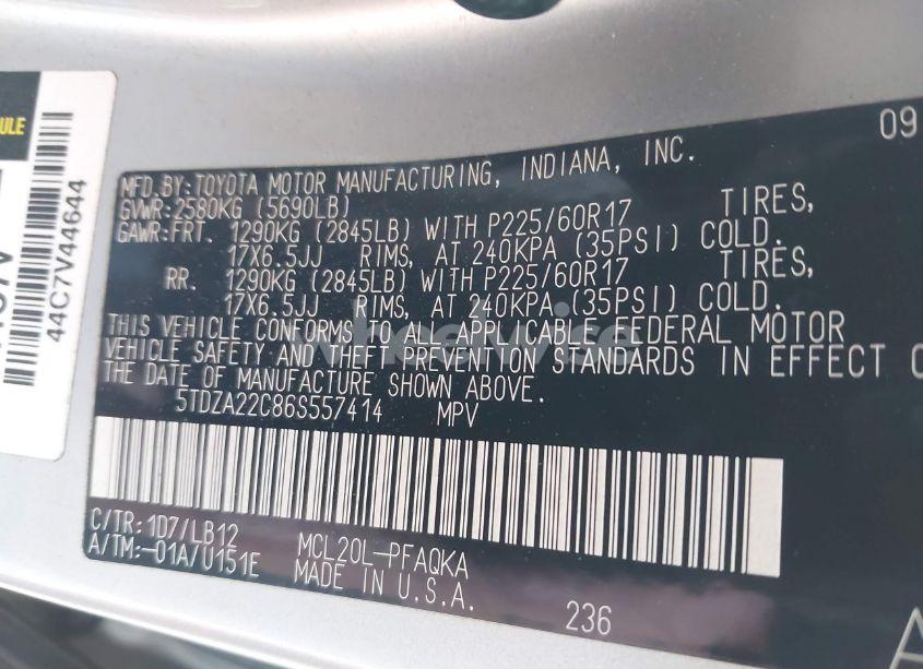 Photo 9 of 2006 Toyota Sienna XLE (VIN 5TDZA22C86S557414)