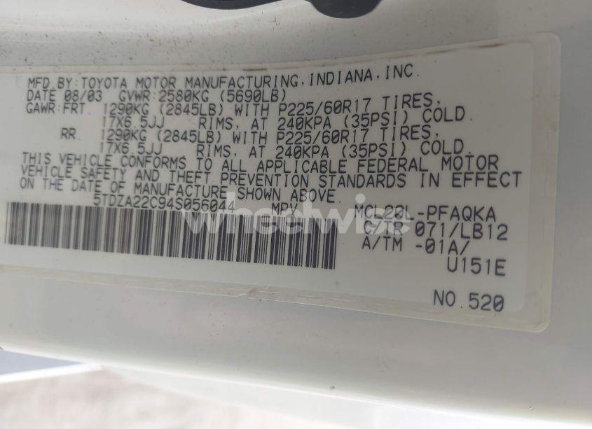 Photo 9 of 2004 Toyota Sienna XLE LIMITED (VIN 5TDZA22C94S056044)