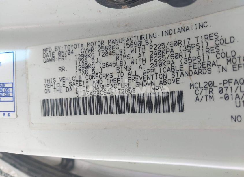 Photo 9 of 2004 Toyota Sienna XLE LIMITED (VIN 5TDZA22C94S172859)