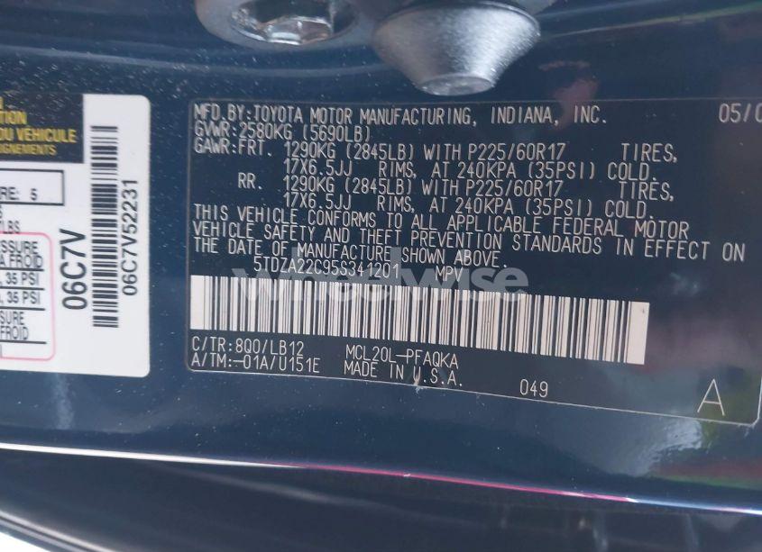 Photo 9 of 2005 Toyota Sienna XLE (VIN 5TDZA22C95S341201)