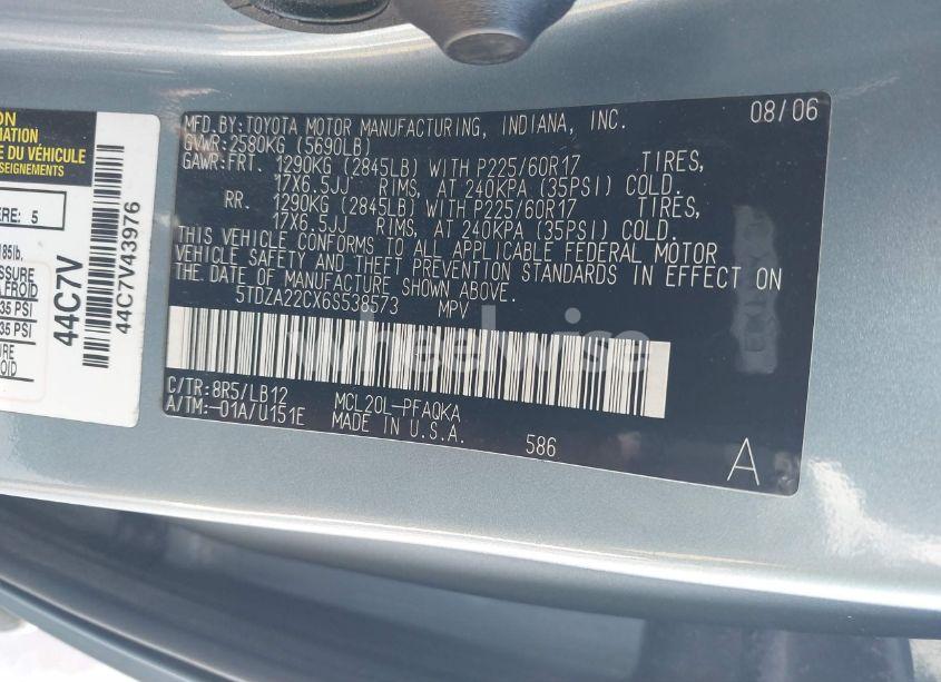 Photo 9 of 2006 Toyota Sienna XLE LIMITED (VIN 5TDZA22CX6S538573)