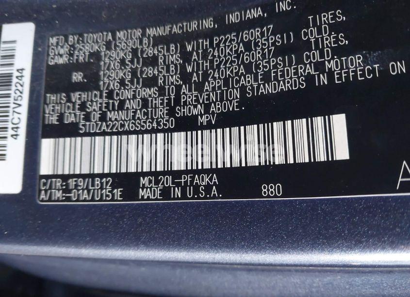 Photo 9 of 2006 Toyota Sienna XLE LIMITED (VIN 5TDZA22CX6S564350)