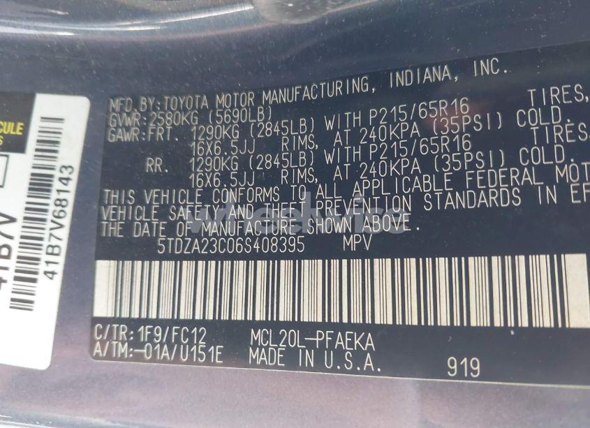 Photo 9 of 2006 Toyota Sienna LE (VIN 5TDZA23C06S408395)