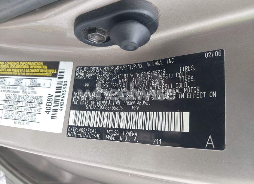 Photo 9 of 2006 Toyota Sienna LE (VIN 5TDZA23C06S459895)