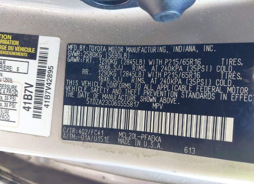 Photo 9 of 2006 Toyota Sienna LE (VIN 5TDZA23C06S555817)