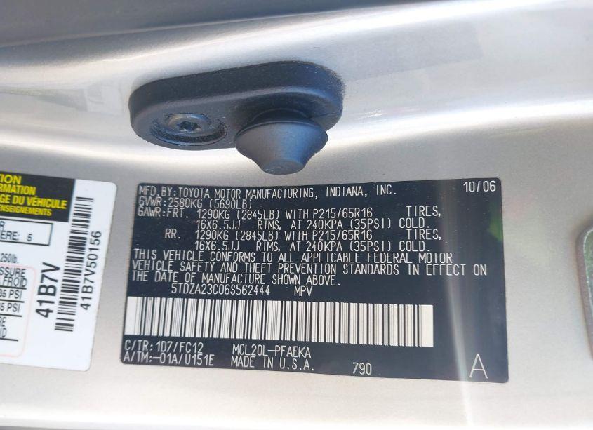 Photo 9 of 2006 Toyota Sienna LE (VIN 5TDZA23C06S562444)