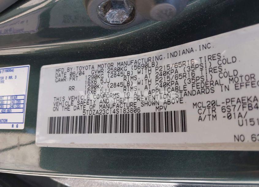 Photo 9 of 2004 Toyota Sienna LE (VIN 5TDZA23C14S183806)