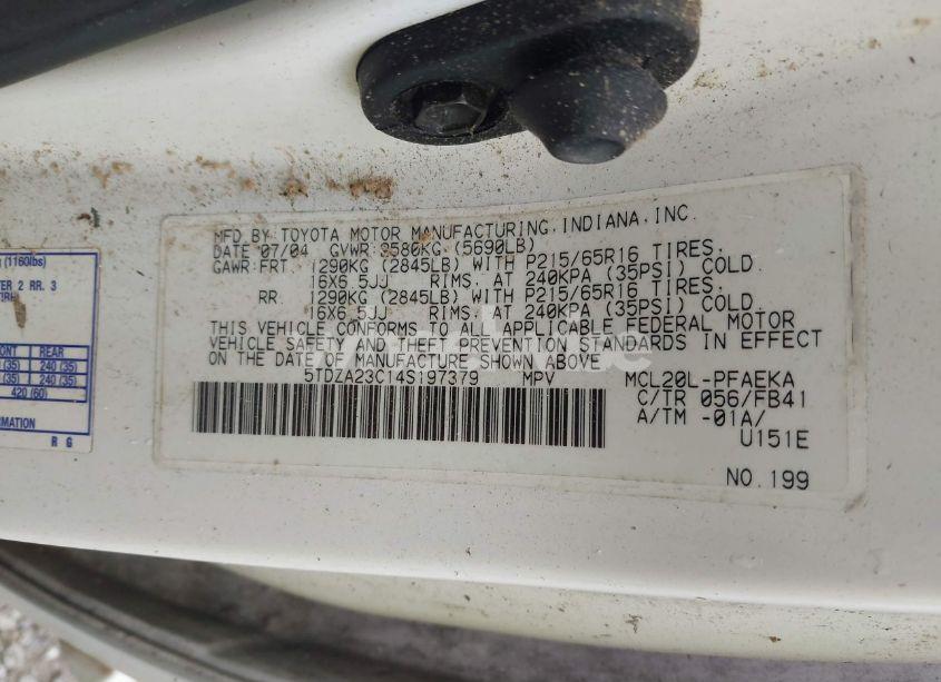 Photo 9 of 2004 Toyota Sienna LE (VIN 5TDZA23C14S197379)