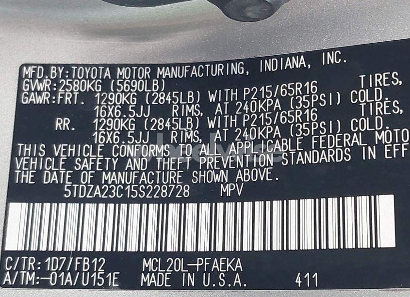 Photo 9 of 2005 Toyota Sienna LE (VIN 5TDZA23C15S228728)