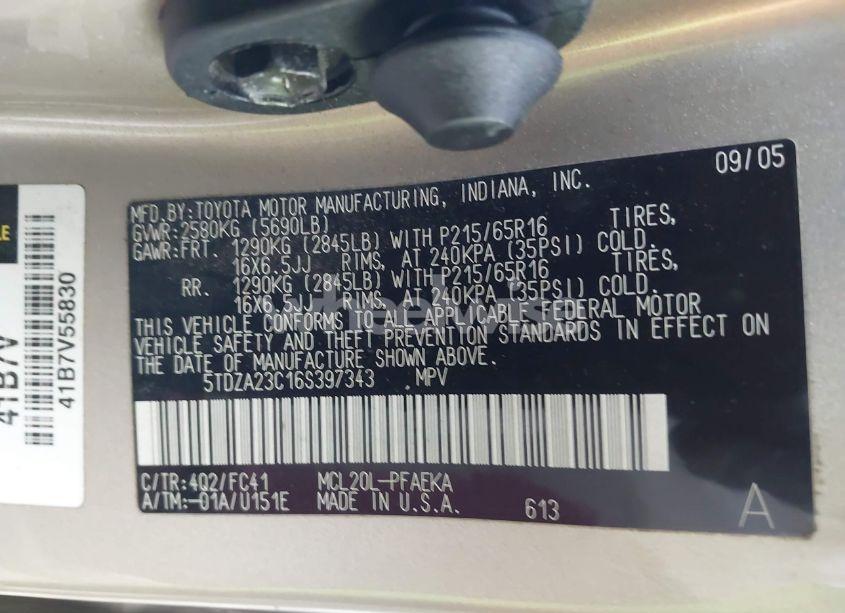 Photo 9 of 2006 Toyota Sienna LE (VIN 5TDZA23C16S397343)