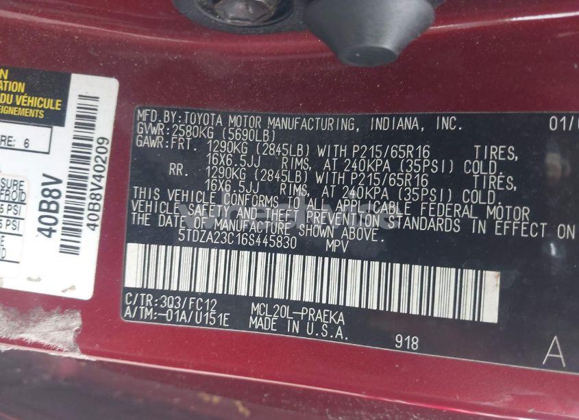 Photo 9 of 2006 Toyota Sienna LE (VIN 5TDZA23C16S445830)