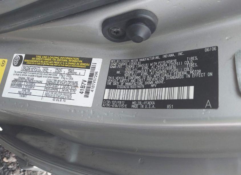 Photo 9 of 2006 Toyota Sienna CE (VIN 5TDZA23C16S514676)