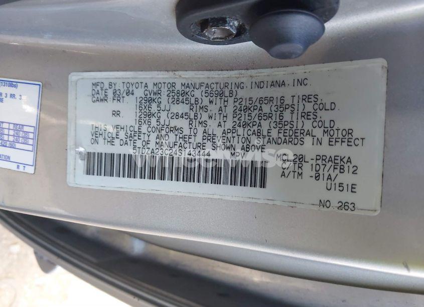 Photo 9 of 2004 Toyota Sienna LE (VIN 5TDZA23C24S143444)