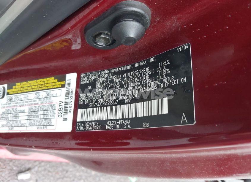 Photo 9 of 2005 Toyota Sienna LE (VIN 5TDZA23C25S255937)