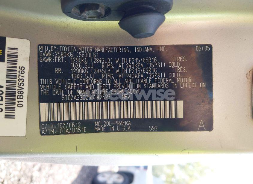 Photo 9 of 2005 Toyota Sienna LE (VIN 5TDZA23C25S342527)