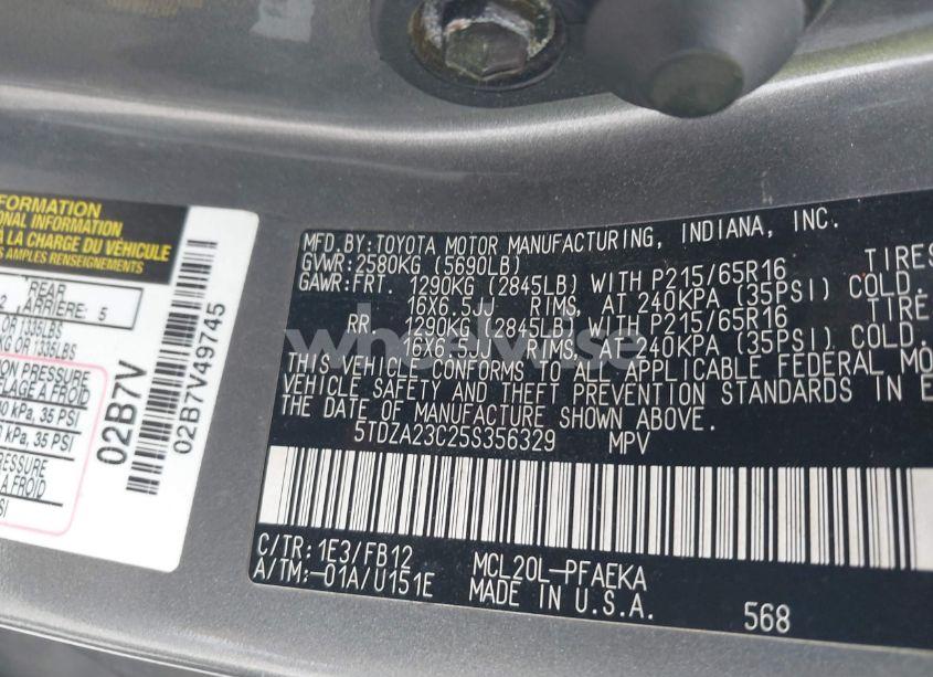 Photo 9 of 2005 Toyota Sienna LE (VIN 5TDZA23C25S356329)